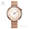 Shengke Dress Female Watch Women Metal Mesh Fashion Clock Vintage Design Ladies Luxury Brand Classical Watch